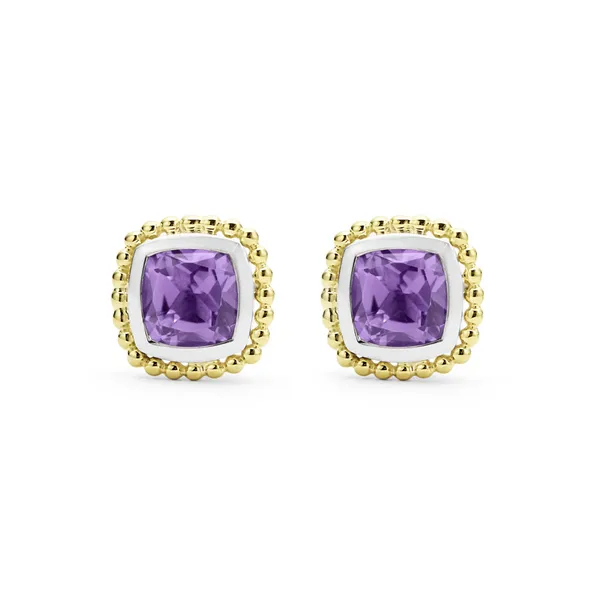 Amethyst Caviar Stud Earrings Image 2 Baxter's Fine Jewelry Warwick, RI