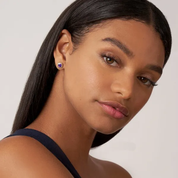 Amethyst Caviar Stud Earrings Image 3 Baxter's Fine Jewelry Warwick, RI