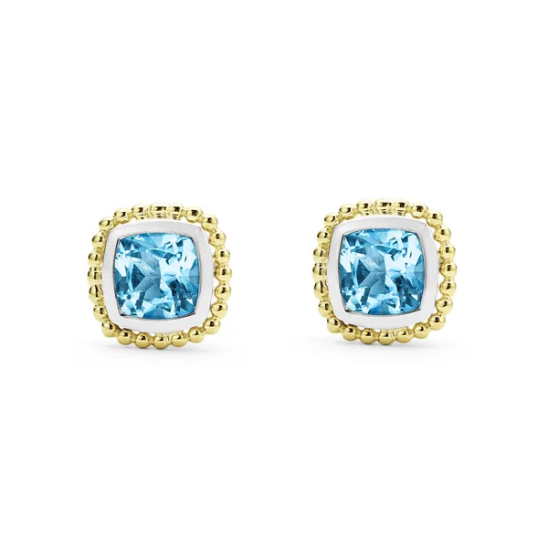 Swiss Blue Topaz Caviar Stud Earrings Image 2 Baxter's Fine Jewelry Warwick, RI