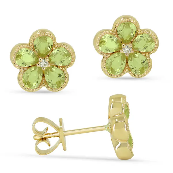 Peridot Flower Stud Earrings Baxter's Fine Jewelry Warwick, RI