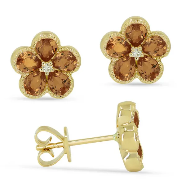 Citrine Flower Stud Earrings Baxter's Fine Jewelry Warwick, RI