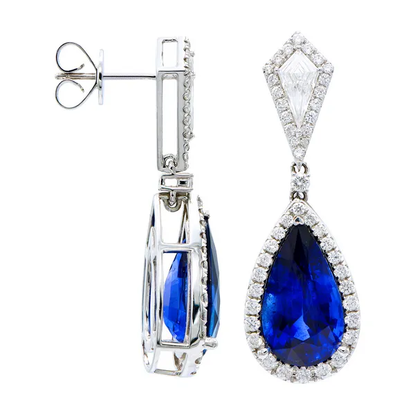 Blue Sapphire and Diamond Drop Earrings