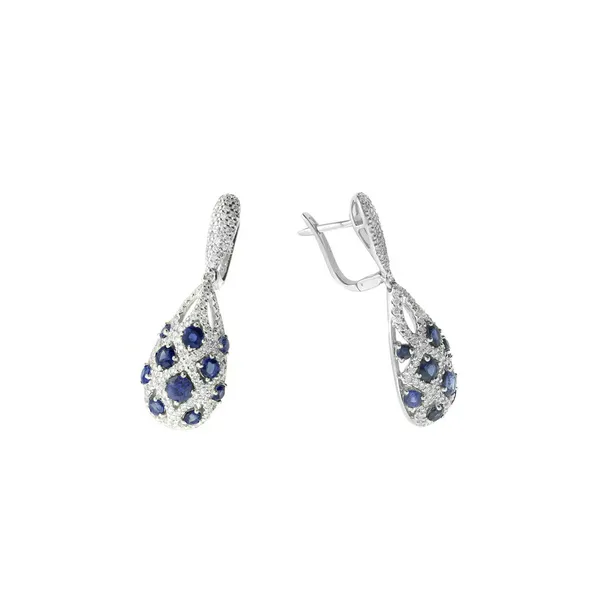 Diamond and Sapphire Drop Earrings Baxter's Fine Jewelry Warwick, RI