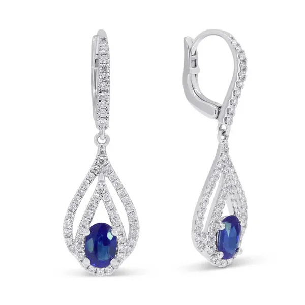 Blue Sapphire and Diamond Drop Earrings