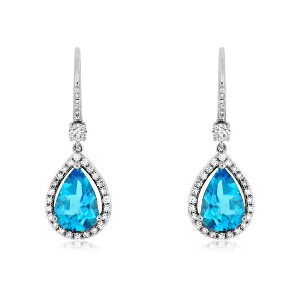 Blue Topaz and Diamond Drop Earrings Baxter's Fine Jewelry Warwick, RI