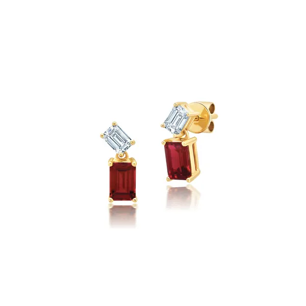 Lab Grown Ruby and Diamond Drop Earrings