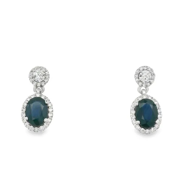 Blue Sapphire and Diamond Drop Earrings Baxter's Fine Jewelry Warwick, RI