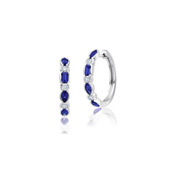 Lab Grown Blue Sapphire Hoops Baxter's Fine Jewelry Warwick, RI