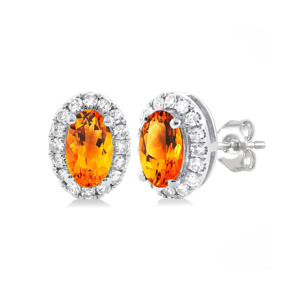 Oval Shape Citrine & Halo Diamond Earrings Baxter's Fine Jewelry Warwick, RI