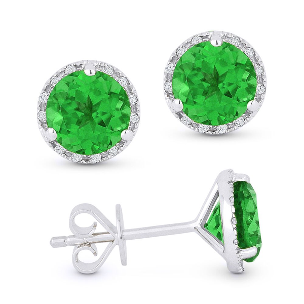 Lab Created Emerald Halo Stud Earrings Baxter's Fine Jewelry Warwick, RI