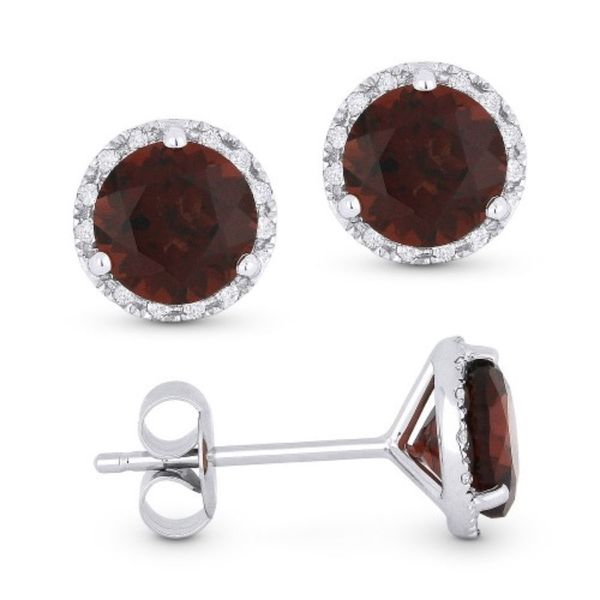 Garnet Stud Halo Earrings Baxter's Fine Jewelry Warwick, RI