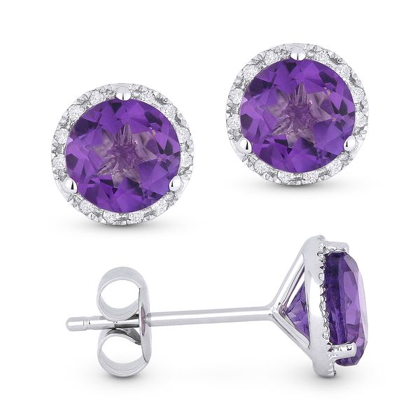 Amethyst Stud Halo Earrings Baxter's Fine Jewelry Warwick, RI