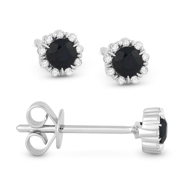 Blue Sapphire Halo Stud Earrings Baxter's Fine Jewelry Warwick, RI