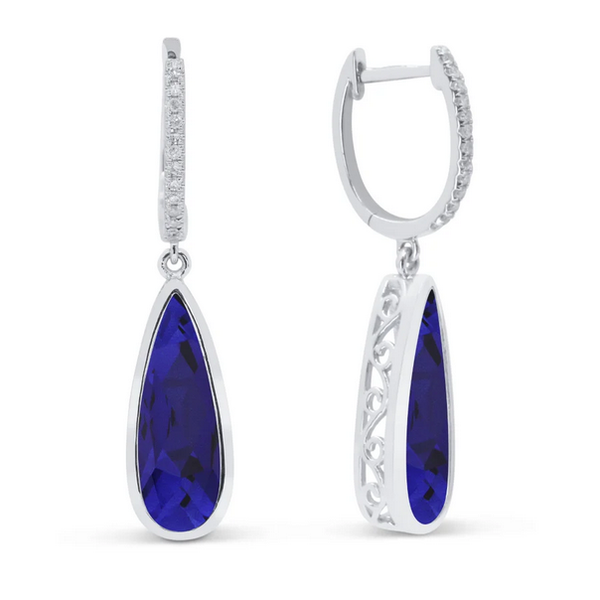 Created Blue Sapphire Drop Earrings Baxter's Fine Jewelry Warwick, RI