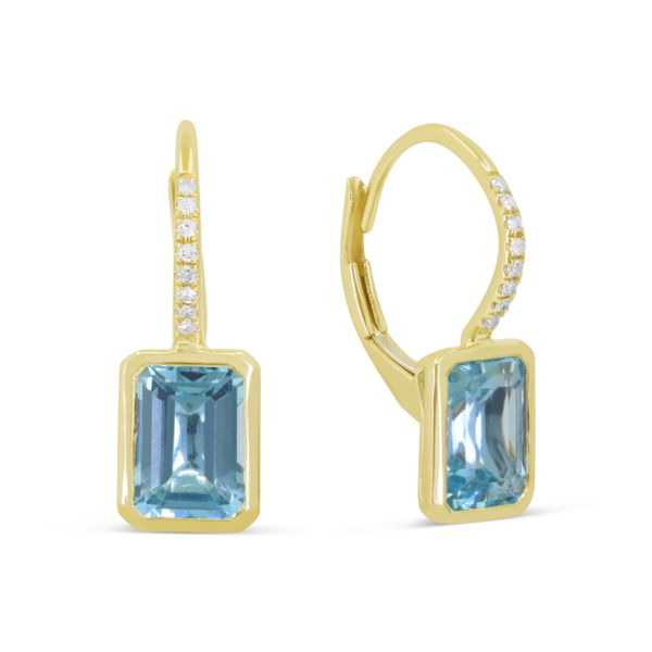 Swiss Blue Topaz and Diamond Drop Earrings Baxter's Fine Jewelry Warwick, RI