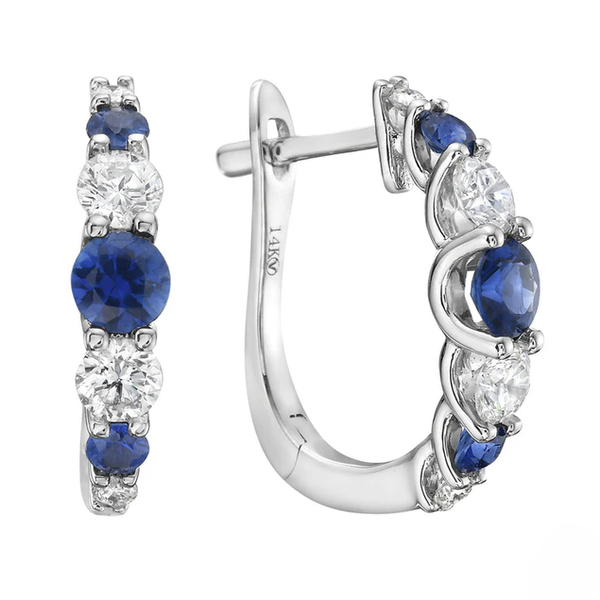 Blue Sapphire and Diamond Hoops Baxter's Fine Jewelry Warwick, RI