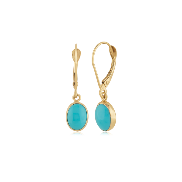 Turquoise Bezel Drop Earrings Baxter's Fine Jewelry Warwick, RI