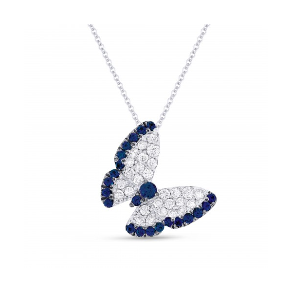 Diamond and Blue Sapphire Butterfly Pendant Baxter's Fine Jewelry Warwick, RI