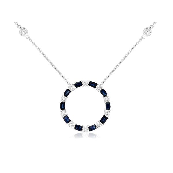 Diamond and Blue Sapphire Circle Pendant Baxter's Fine Jewelry Warwick, RI