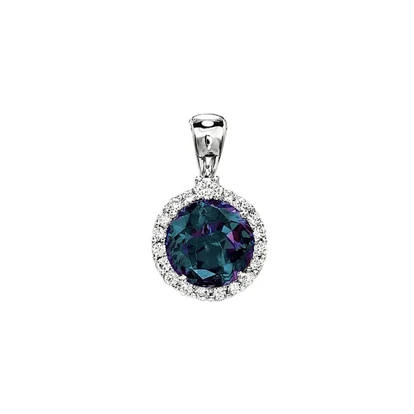 Lab Created Alexandrite Halo Pendant Baxter's Fine Jewelry Warwick, RI