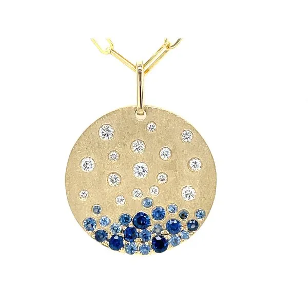 Blue Sapphire and Diamond Circle Pendant