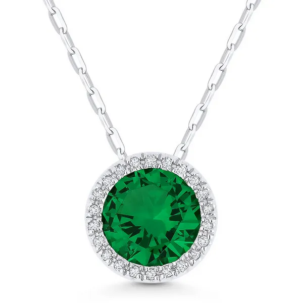 Created Emerald Halo Pendant Baxter's Fine Jewelry Warwick, RI