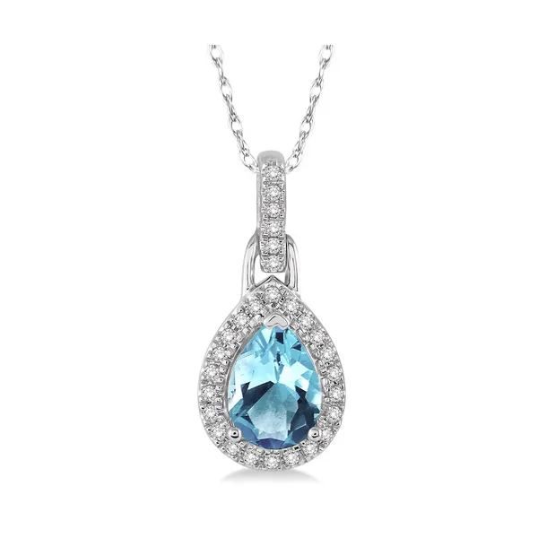 Aquamarine and Diamond Halo Pendant Baxter's Fine Jewelry Warwick, RI