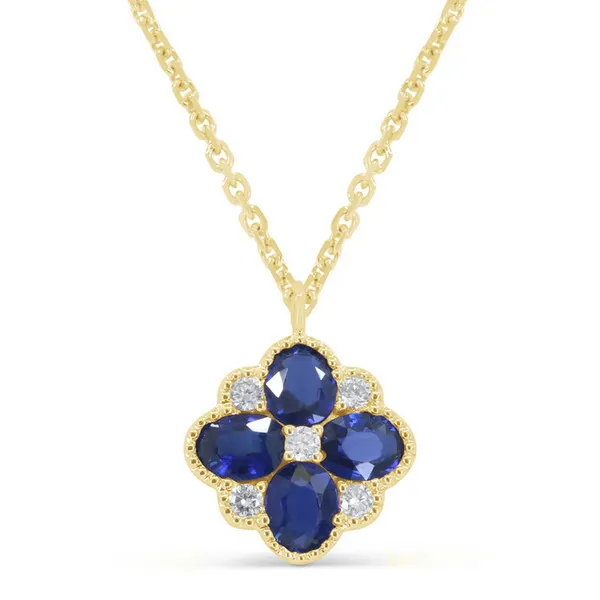 Blue Sapphire and Diamond Floral Pendant Baxter's Fine Jewelry Warwick, RI