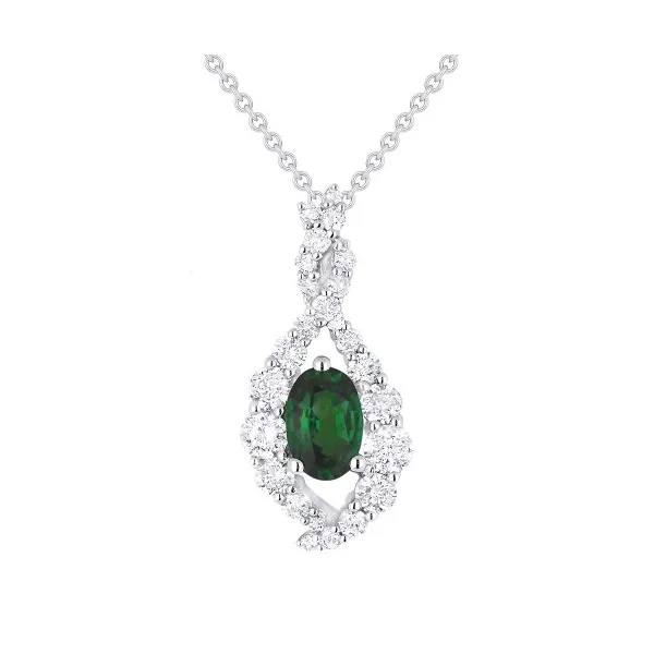 Emerald and Diamond Halo Pendant Baxter's Fine Jewelry Warwick, RI
