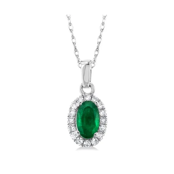 Oval Emerald and Diamond Halo Pendant Baxter's Fine Jewelry Warwick, RI