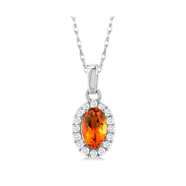 Oval Citrine and Diamond Halo Pendant Baxter's Fine Jewelry Warwick, RI