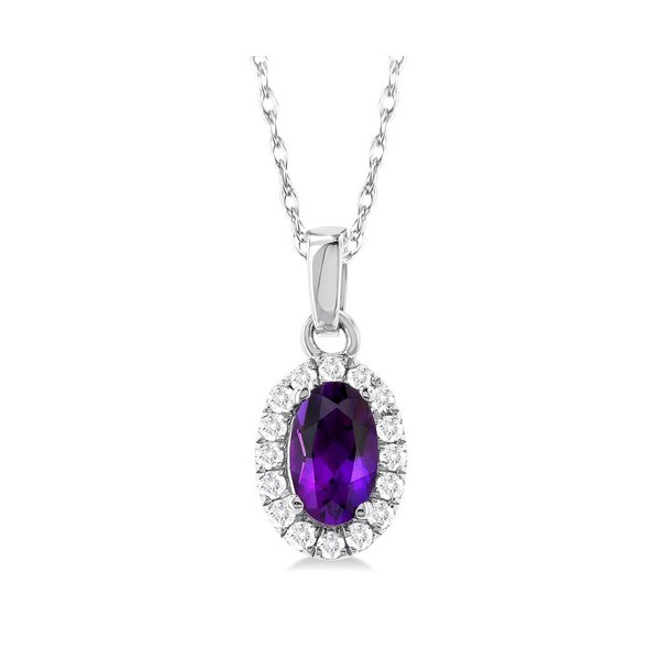 Oval Amethyst and Diamond Pendant Baxter's Fine Jewelry Warwick, RI