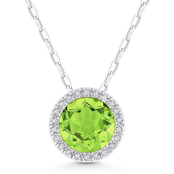 Peridot Halo Pendant Baxter's Fine Jewelry Warwick, RI