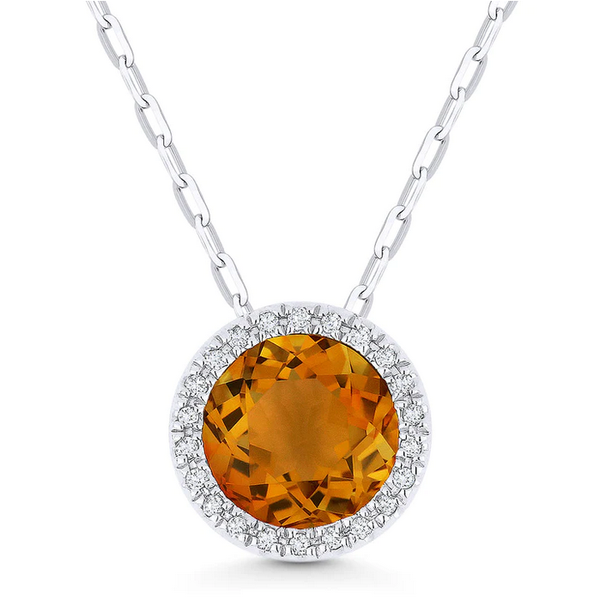 Citrine Halo Pendant Baxter's Fine Jewelry Warwick, RI