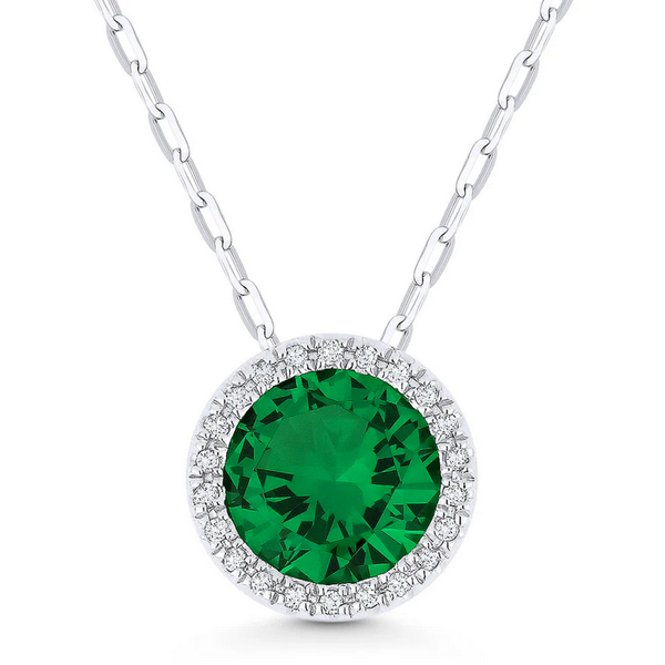 Created Emerald Halo Pendant Baxter's Fine Jewelry Warwick, RI