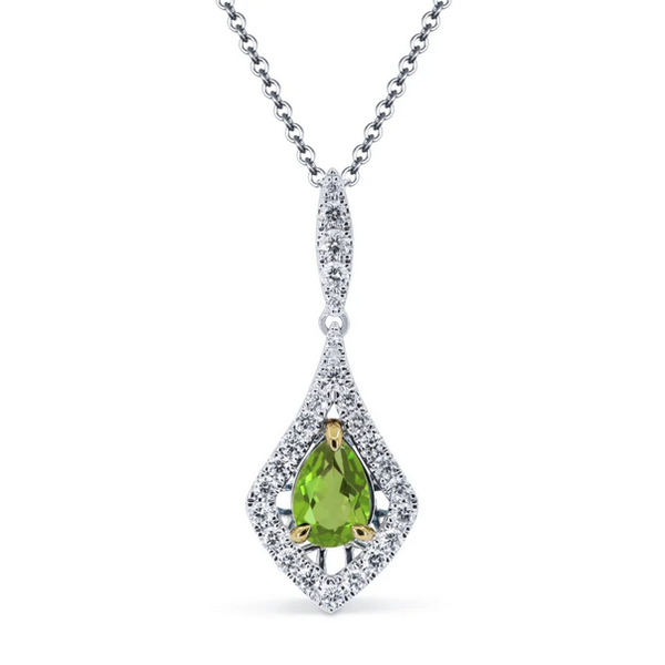 Two Tone Peridot and Diamond Pendant Baxter's Fine Jewelry Warwick, RI