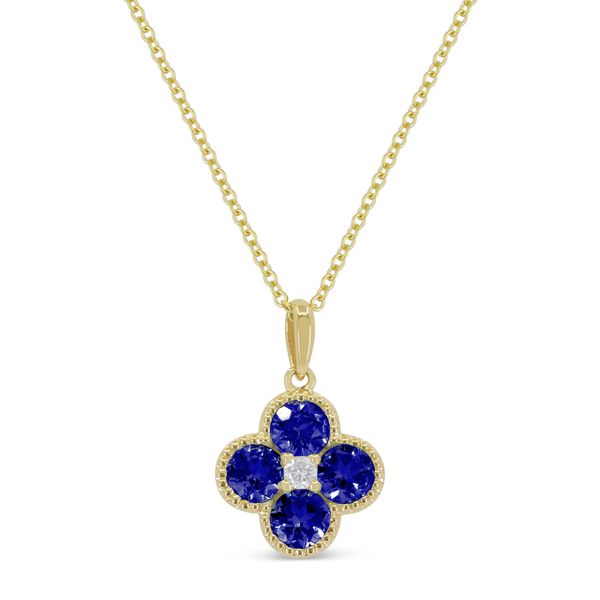 Created Blue Sapphire and Diamond Pendant Baxter's Fine Jewelry Warwick, RI