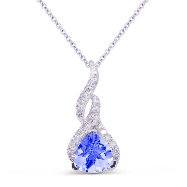 Created Blue Sapphire and Diamond Pendant Baxter's Fine Jewelry Warwick, RI