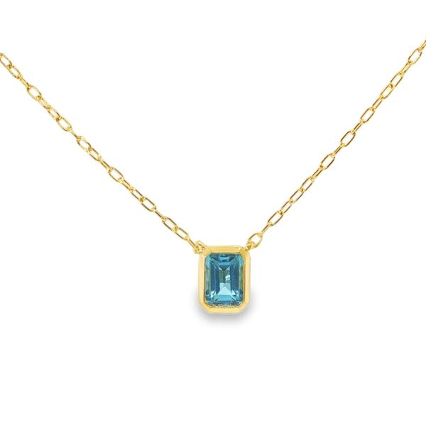 Swiss Blue Topaz Bezel Solitaire Pendant Baxter's Fine Jewelry Warwick, RI
