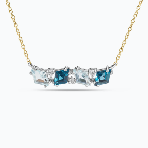 Blue Topaz and Diamond Bar Necklace Baxter's Fine Jewelry Warwick, RI