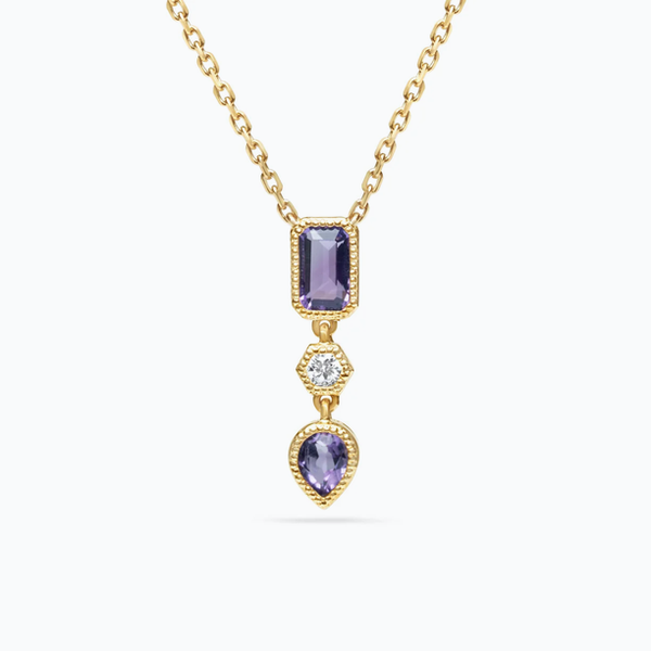 Amethyst & Diamond 3 Stone Necklace Baxter's Fine Jewelry Warwick, RI