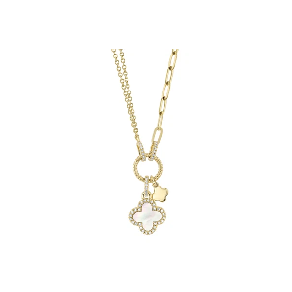 Mother of Pearl and Diamond Clover Pendant Baxter's Fine Jewelry Warwick, RI