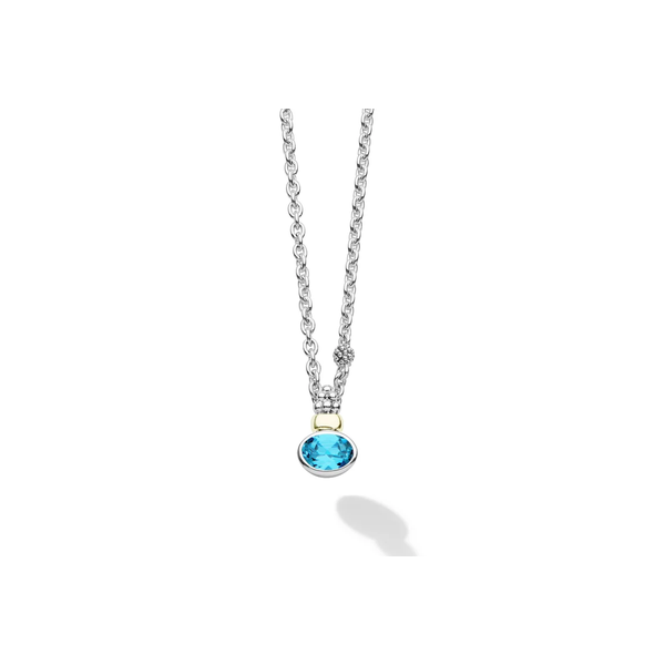 Two-Tone Swiss Blue Topaz Oval Pendant Necklace Baxter's Fine Jewelry Warwick, RI