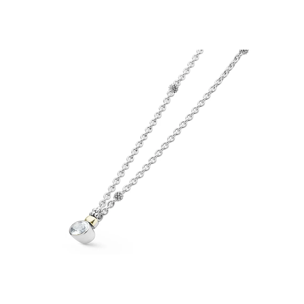 Two-Tone White Topaz Oval Pendant Necklace Image 2 Baxter's Fine Jewelry Warwick, RI