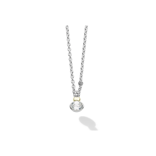 Two-Tone White Topaz Oval Pendant Necklace Baxter's Fine Jewelry Warwick, RI