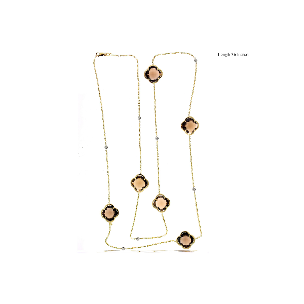 14k Yellow Gold Multi Stone Clover Station Necklace 36