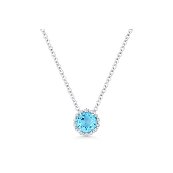 14K White Gold Diamond and Blue Topaz Necklace Baxter's Fine Jewelry Warwick, RI