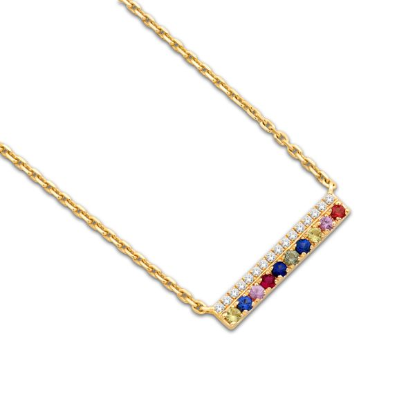 14k Yellow Gold Multi Color Bar Necklace Baxter's Fine Jewelry Warwick, RI