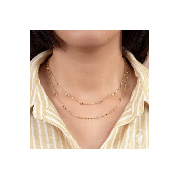 Emerald and Diamond Sparkle By The Yard Chain Necklace Image 2 Baxter's Fine Jewelry Warwick, RI