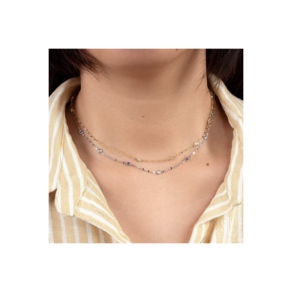 Blue Sapphire and Diamond Sparkle By The Yard Chain Necklace Image 2 Baxter's Fine Jewelry Warwick, RI